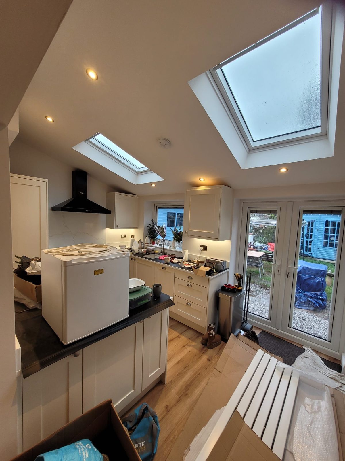 Open plan kitchen extension with rooflights